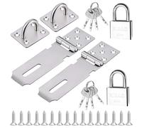 Loquet Porte avec Cadenas grafe Cadenas en Acier Inox,Cadenas Livré avec 8 Clés,4 Pièces Moraillon Cadenas à Angle Droit pour Verrouillage de Porte