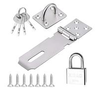 Loquet Porte avec Cadenas adenas Livré avec 4 Clés,Agrafe Cadenas en Acier Inox,Moraillon Cadenas à Angle Droit pour Verrouillage de Porte,Entrepôt,Casier
