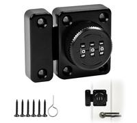 Loquet Porte Sans Clé Serrure à Code à 3 Chiffres avec Vis de Fixation de Sécurité - Serrure Porte Coulissante pour Placard d'Armoire, Noir