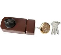 Loquet Verrou Porte complémentaire 50/60 Cylindre extérieur Bouton tournant Marron