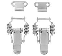 Loquets à Bascule 2 Paires en Acier Inoxydable | Double Ressort Anti-vibration, Finition Polie Argentée, pour Coffres de Rangement, Armoires, Mallettes et Bricolage Intérieur