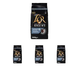 L'OR, 1kg Café en Grains Sélection, 100% Arabica, Intensité 6 (Lot de 4)