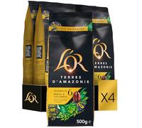 L'OR, 2kg Café en Grains Terres d'Amazonie, Brésil et Colombie, Intensité 6, 4x500g