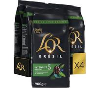 L'OR, Café En Grain 100% Arabica, Brésil, Intensité 5 De Torréfaction, 900g x 4