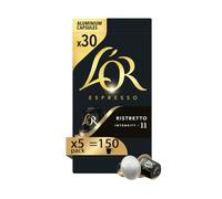 L'Or Capsules de café Espresso Ristretto - 150 capsules en aluminium - 5 boîtes de 30 - Intensité 11 - Compatible avec les machines Nespresso* d'origine