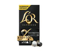 L'Or Capsules Espresso Ristretto - 100 capsules en aluminium - Intensité 11 - Compatibles avec machines Nespresso®* Original - 10 paquets de 10 capsules