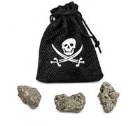 L'Or des Pirates 3 Pépites de pyrite naturelle avec Bourse en Tissu