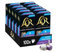 L'OR Espresso Café - 100 Capsules - Lungo Profondo Decaffeinato - Intensité 8 - Compatible Nespresso ®* (10 paquets de 10 capsules aluminium) (L'emballage peut varier)