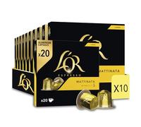 L'OR - Café Espresso - Lungo Mattinata - Intensité 5 - Saveurs Chocolat et Agrumes - 10 lots de 20 capsules aluminium