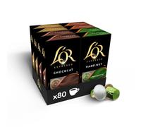 L'Or Espresso Café - Assortiment de 80 capsules Café arômatisé | Compatibles Nespresso®*, lot de 8 x 10 capsules aluminium 4 variétés (20 Noisette + 20 Caramel + 20 Chocolat + 20 Vanille)