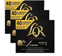 L'OR Espresso Coffee Ristretto Intensity 11 - Capsules de Café en Aluminium Compatible Nespresso®* - 3 Paquets de 40 Capsules (120 Boissons)