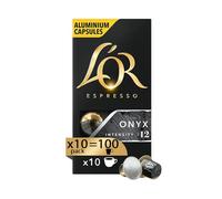 L'Or Lot de 10 boîtes de 10 capsules de café expresso Onyx - 100 capsules en aluminium - Intensité 12 - Compatibles avec les machines à café Nespresso® Original