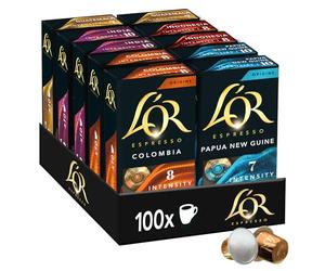 L'OR Origines - Assortiment de 100 capsules de café - 5 variétés - compatibles Nespresso®* (lot de 10 x 10)