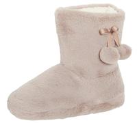 Lora Dora Chaussons en fausse fourrure pour femme avec doublure en mousse à mémoire de forme et polaire, chaussons montants en peluche, moka, 39/40 EU