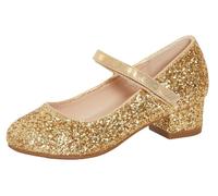 Lora Dora Chaussures de fête Mary Jane à talon bas pour fille, Doré pailleté, 34 EU