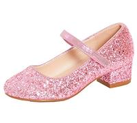 Lora Dora Chaussures Mary Jane de fête à talon bas avec bride pour fillettes - Rose - Rose pailleté, 33 EU