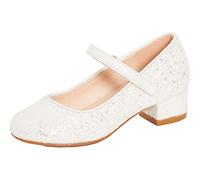 Lora Dora Mary Jane Chaussures de fête à talon bas pour fille, Paillettes ivoire., 33 EU
