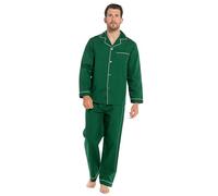 Lora Dora Strong Souls Ensemble de pyjama 2 pièces traditionnel à col boutonné pour homme, vert émeraude, Medium