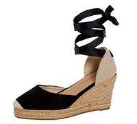 Lora Dora Womens Espadrille Wedge Sandals Black UK 8