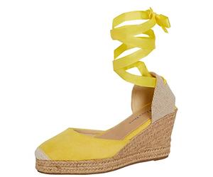 Lora Dora Womens Espadrille Wedge Sandals Lemon Yellow UK 6