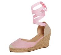 Lora Dora Womens Espadrille Wedge Sandals Pink UK 6