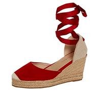 Lora Dora Womens Espadrille Wedge Sandals Red UK 8