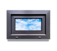 LORAC | Fenêtre à Guillotine/Fenêtre Basculante | Cadre + Accessoires | Double Vitrage - Pour Sous-Sols et Garages | Antistatique - Anti-Effraction | PVC, Anthracite, Gauche, 600x400 mm