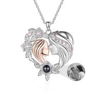 lorajewel Collier personnalisé avec photo femme Projection Photo Coeur Pendentif avec enfants photo gravure Collier pour mère fille fête des mères anniversaire