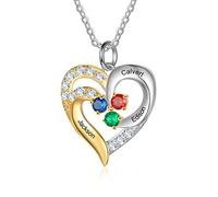 Lorajewel Collier Prenom Personnalisé Argent 925 Femme Pendentif Coeur en Or - Cadeaux pour la Fête des Mères, Bijoux de Noël et de la Saint-Valentin