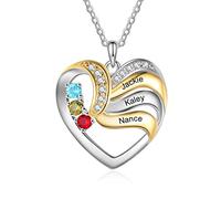 lorajewel Collier Prenom Personnalisé Collier Argent 925 Collier Femme Pendentif coeur en or Cadeaux pour la fête des mères Bijoux de Noël et de la Saint-Valentin (A-3 name)
