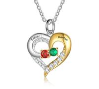 lorajewel Collier Prenom Personnalisé Collier Argent 925 Colliers Femme Pendentif coeur en or Cadeaux pour la fête des mères Bijoux de Noël et de la Saint-Valentin