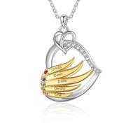 lorajewel Collier Prénom Personnalisé en Argent Or Collier Pendentif coeur avec Nom Cadeau pour Femmes Maman Fille Grand-mère Fête des mères Anniversaire (5 name)