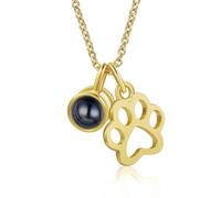 lorajewel Colliers Photo Colliers Personnalisés Femmes Colliers de Projection Pendentif Imprimé Patte de Chien ou de Chat Cadeau d'anniversaire de Noël pour l'amour d'une fille