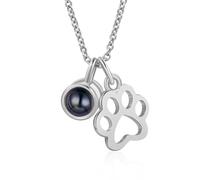 lorajewel Colliers Photo Colliers Personnalisés Femmes Colliers de Projection Pendentif Imprimé Patte de Chien ou de Chat Cadeau d'anniversaire de Noël pour l'amour d'une fille
