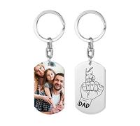 lorajewel Papa Porte-clés Personnalisés Cadeau Fete Des Peres Cadeau Personnalisé Homme Acier inoxydable Porte-clé avec Nom Photo Cadeau Papa (Text)