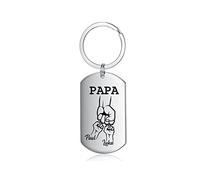lorajewel Papa Porte-clés Personnalisés Cadeau Fete Des Peres Cadeau Personnalisé Homme Acier inoxydable Porte-clé avec Nom Photo Cadeau Papa (Name 2)