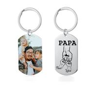 lorajewel Papa Porte-clés Personnalisés Cadeau Personnalisé Homme Fete Des Peres Acier inoxydable Porte-clé avec Nom Photo