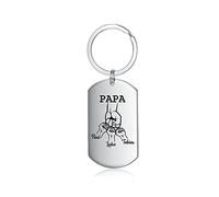 Lorajewel Papa Porte-clés Personnalisés Fête Des Pères Cadeau Homme Acier Inoxydable Avec Nom Photo (Name 3)