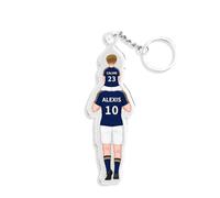 lorajewel Papa Porte-clés Personnalisés Porte-Clés Famille du Football avec 2-4 Prénoms Cadeau Papa Homme Acrylique Porte-clés Cadeau Fete des Peres Noël Anniversaires (blue-2 name)