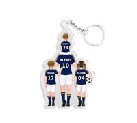 lorajewel Papa Porte-clés Personnalisés Porte-Clés Famille du Football avec 2-4 Prénoms Cadeau Papa Homme Acrylique Porte-clés Cadeau Fete des Peres Noël Anniversaires (blue-4 name)