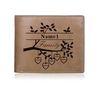 lorajewel Personnalisé Portefeuille Photo Portefeuilles en Cuir pour Hommes Femmes Logo de l'arbre Généalogique Cadeau pour Noël et Le Nouvel an Fête des mères Fête des pères