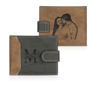 lorajewel Portefeuille Personnalisé pour Homme avec Photo Nom Portefeuille pour Papa Grand-père Mari Petitami Cadeau Homme Fête des Pères Anniversaire Noël (B-Letter3)