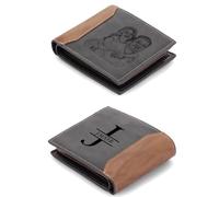 lorajewel Portefeuilles Personnalisés pour Homme Photo Nom Alphabet Gravée Portefeuille en Cuir avec Pochette à Monnaie Cadeaux pour Lui Papa Mari Petit Ami (A)
