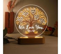 lorajewel Veilleuse Arbre Généalogique Personnalisée avec 3-8 Noms Cadeau de Fête Des Mères Noël pour Maman Grand-mère (B-4 Nom)