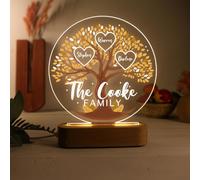 lorajewel Veilleuse Arbre Généalogique Personnalisée avec 3-8 Noms Cadeau de Fête Des Mères Noël pour Maman Grand-mère (B-2 Nom)