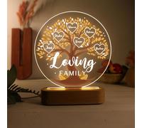 lorajewel Veilleuse Arbre Généalogique Personnalisée avec 3-8 Noms Cadeau de Fête Des Mères Noël pour Maman Grand-mère (B-5 Nom)