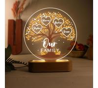 lorajewel Veilleuse Arbre Généalogique Personnalisée avec 3-8 Noms Cadeau de Fête Des Mères Noël pour Maman Grand-mère (B-3 Nom)