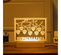 lorajewel Veilleuse Arbre Généalogique Personnalisée avec 3-8 Noms Cadeau de Fête Des Mères Noël pour Maman Grand-mère (A-7 Nom)