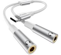 LORANKA-Adaptateur USB C vers Jack 3,5 mm, Adaptateur Double Jack USB C, Splitter Type C vers 3.5mm Écouteur Câble Compatible avec Pixel 7 6 Pro 5, Galaxy S23 S22 S21, 16 Pro Max/16 Pro