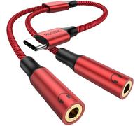 LORANKA-Adaptateur USB C vers Jack 3,5 mm, Adaptateur Double Jack USB C, Splitter Type C vers 3.5mm Écouteur Câble Compatible avec Pixel 7 6 Pro 5, Galaxy S23 S22 S21, 16 Pro Max/16 Pro